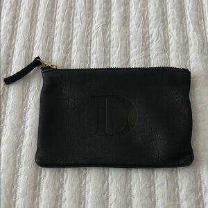 Black soft Leather Pouch with Embossed D